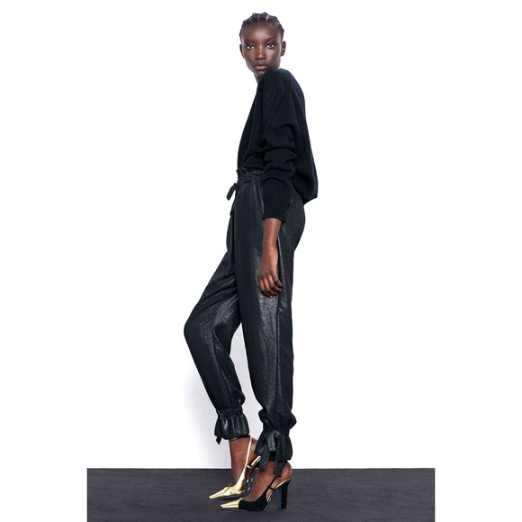 Zara Shimmery Paperbag Trouser Pants - Picture 1 of 11